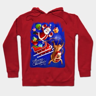 Santa and Reindeer falling Hoodie